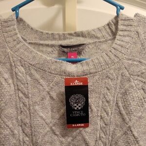Vince Camuto Light Gray Cable Knit Sweater